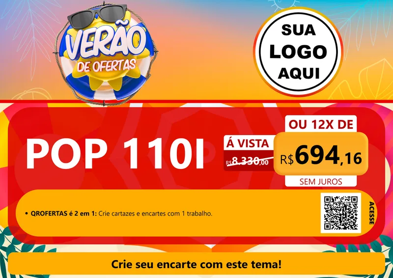 Modelo de Cartaz para Cartaz A4 Horizontal com o tema Verão de Ofertas para Concessionaria de Motos