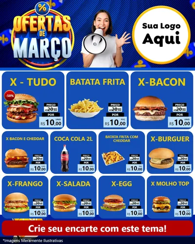 Modelo de Rede Social para Feed Instagram com o tema Ofertas de Março para Hamburgueria