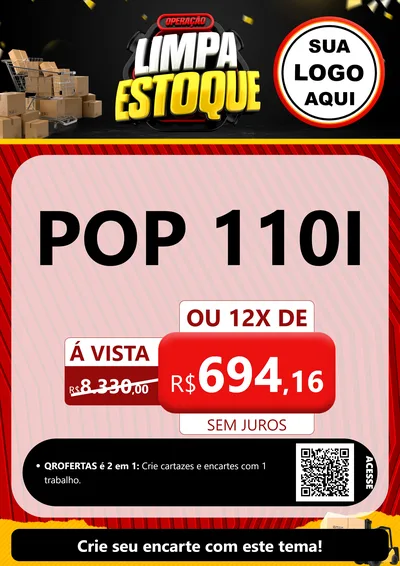 Modelo de Cartaz para Cartaz A4 Vertical com o tema Operação Limpa Estoque para Concessionaria de Motos