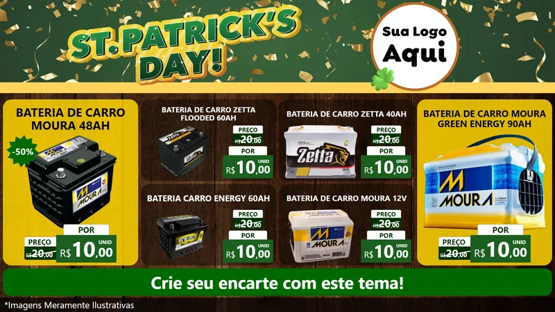 Modelo de TV para TV Horizontal com o tema St Patriks Day para Baterias Elétricas