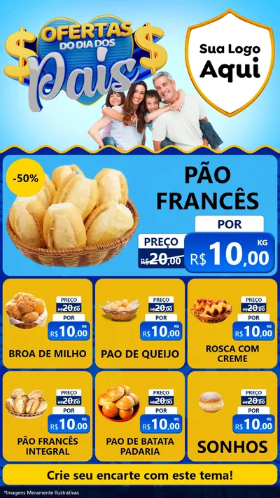 Modelo de Rede Social para Stories com o tema Ofertas do Dia dos Pais para Padaria