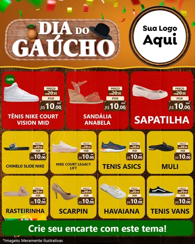 Modelo de Rede Social para Feed Instagram com o tema Dia do Gaúcho para Calçados