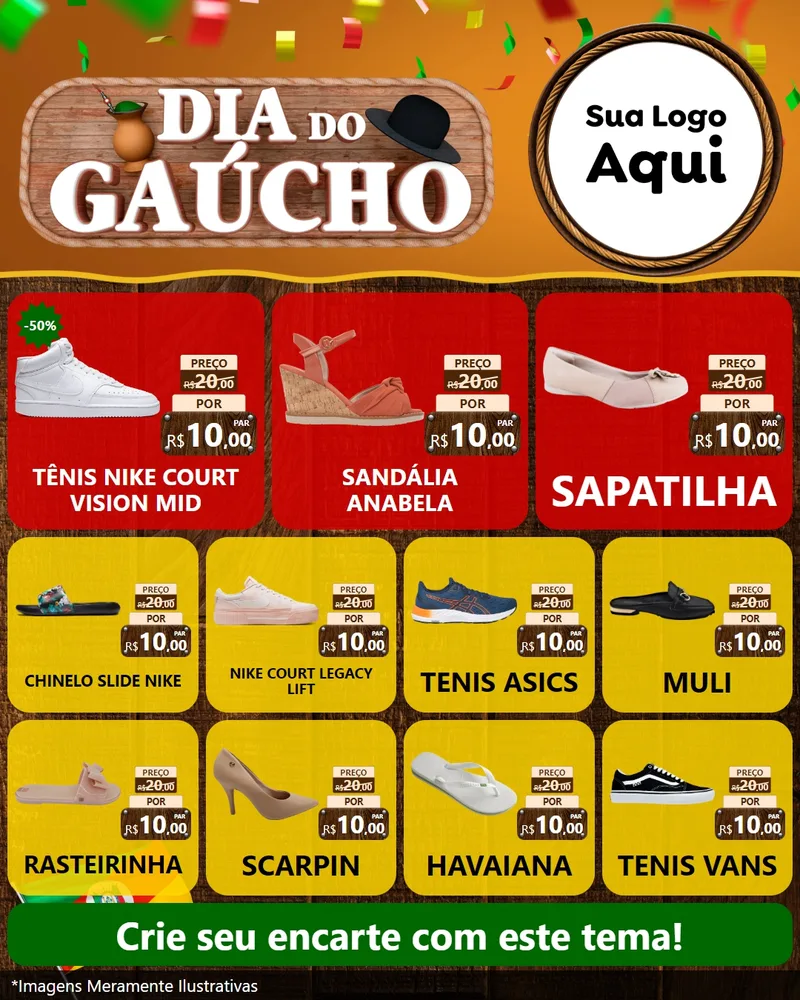 Modelo de Rede Social para Feed Instagram com o tema Dia do Gaúcho para Calçados