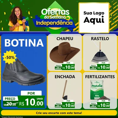 Modelo de Rede Social para Feed Facebook com o tema Ofertas da Semana da Independência para Agropecuária