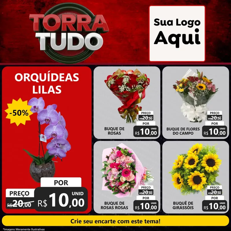 Modelo de Rede Social para Feed Facebook com o tema Torra Tudo para Floricultura e jardim