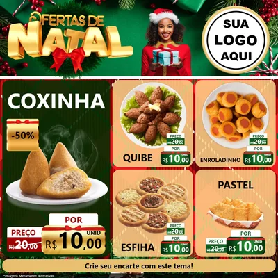 Modelo de Rede Social para Feed Facebook com o tema Ofertas de Natal para Salgadaria
