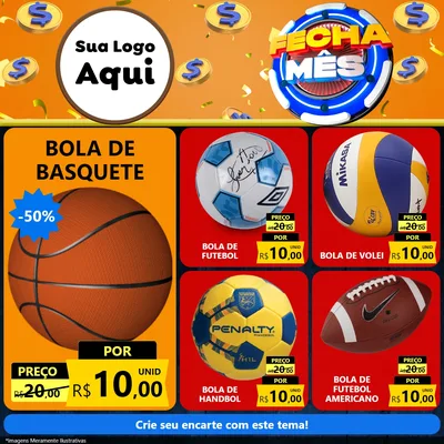 Modelo de Rede Social para Feed Facebook com o tema Fecha Mês para Artigos Esportivos