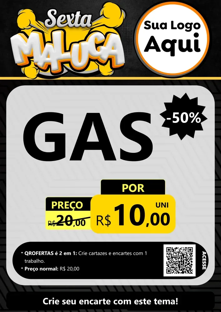 Modelo de Cartaz para Cartaz A4 Vertical com o tema Sexta Maluca para Água e gás