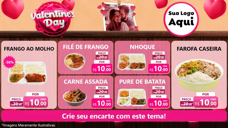 Modelo de TV para TV Horizontal com o tema Valentine's Day para Restaurante