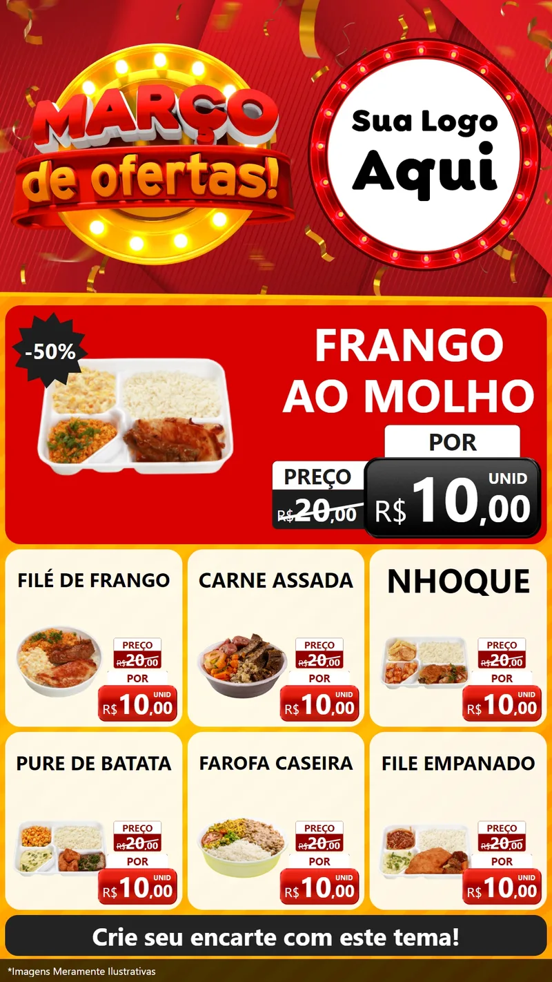 Modelo de Rede Social para Stories com o tema Março de Ofertas! para Restaurante