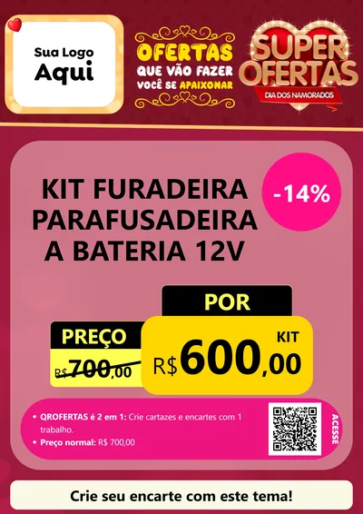 Modelo de Cartaz para Cartaz A4 Vertical com o tema Dia dos Namorados para Maquinas e Ferramentas