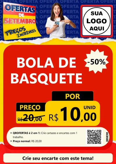 Modelo de Cartaz para Cartaz A4 Vertical com o tema Ofertas de Setembro - Preços Incríveis para Artigos Esportivos