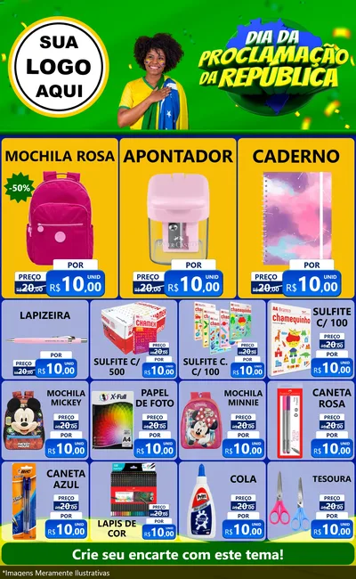 Modelo de Encarte para Encarte Grande com o tema Dia Da Proclamação Da República para Papelaria