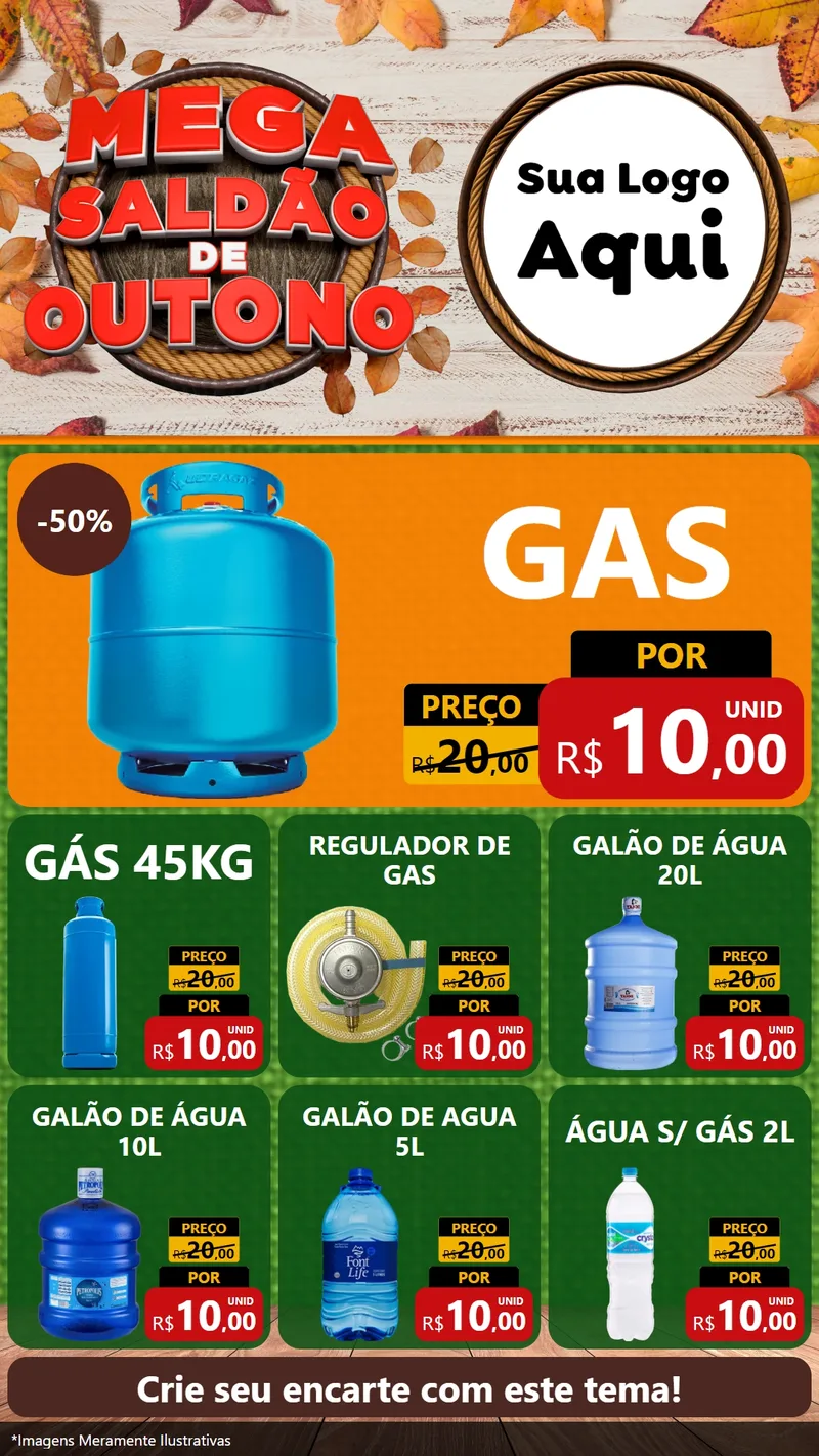 Modelo de Rede Social para Stories com o tema Mega Saldão de Outono para Água e gás
