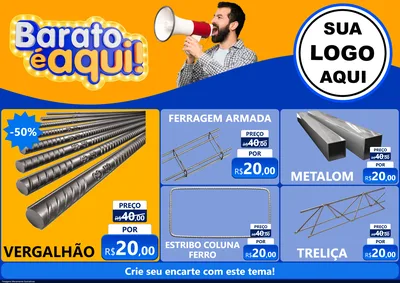 Modelo de Encarte para Encarte A4 Horizontal com o tema Barato é aqui para Ferragens
