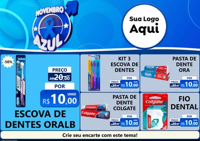 Modelo de Encarte para Encarte A4 Horizontal com o tema Novembro Azul para Higiene Pessoal