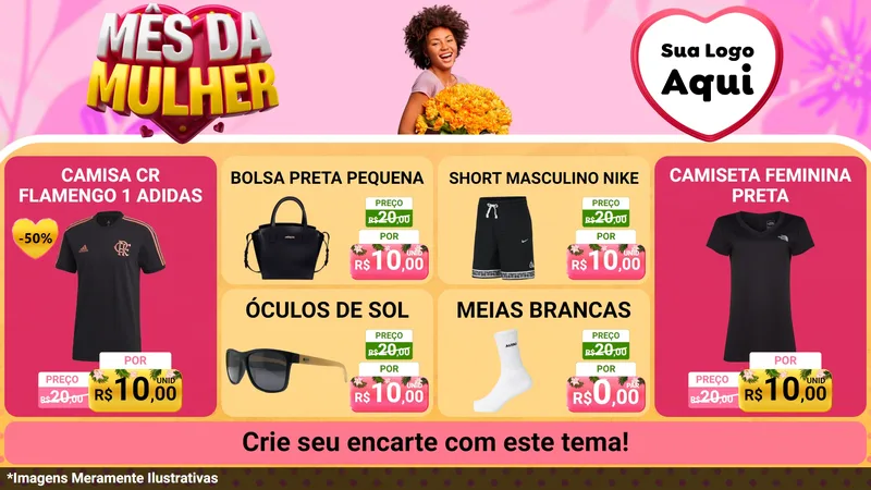 Modelo de TV para TV Horizontal com o tema Mês da Mulher para Roupas e acessórios