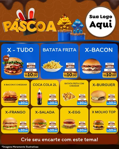 Modelo de Rede Social para Feed Instagram com o tema Páscoa para Hamburgueria