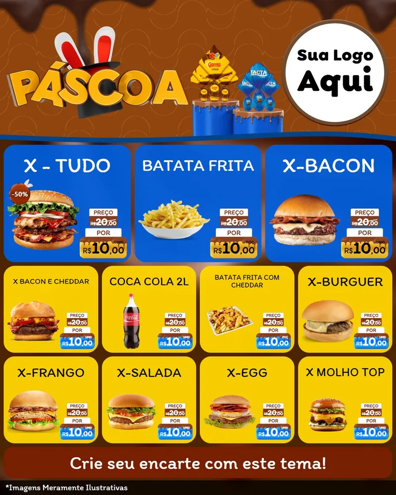 Modelo de Rede Social para Feed Instagram com o tema Páscoa para Hamburgueria