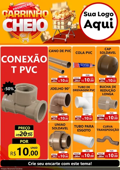Modelo de Encarte para Encarte A4 Vertical com o tema Promoção carrinho cheio para Tubos e conexões