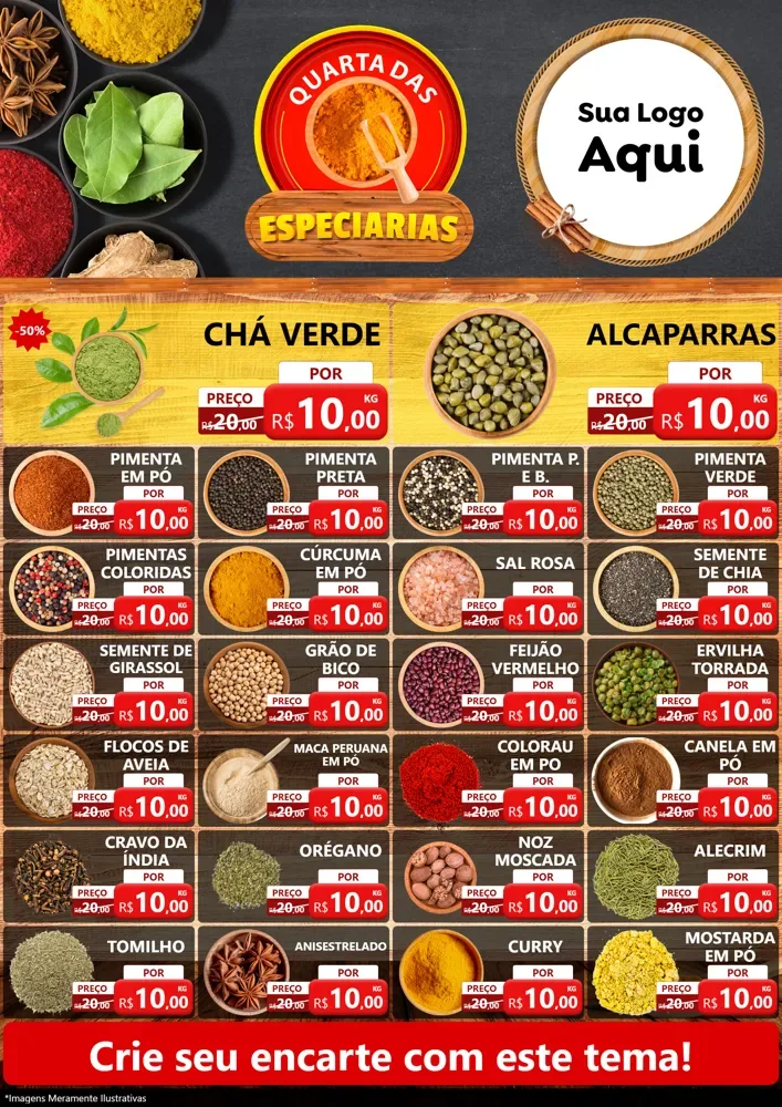 Modelo de Encarte para Encarte A4 Vertical com o tema Quarta das Especiarias para Produtos Naturais