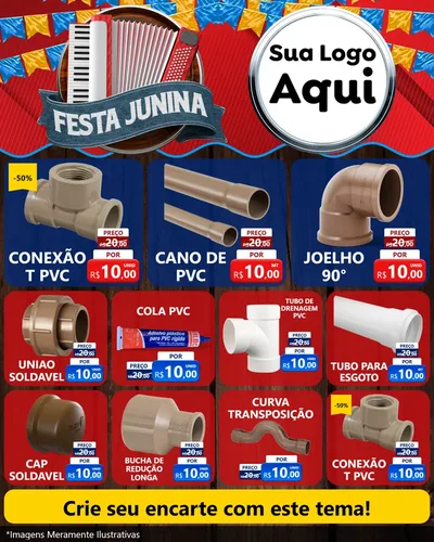 Modelo de Rede Social para Feed Instagram com o tema Festa Junina para Tubos e conexões