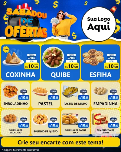 Modelo de Rede Social para Feed Instagram com o tema Sabadou de Ofertas para Salgadaria