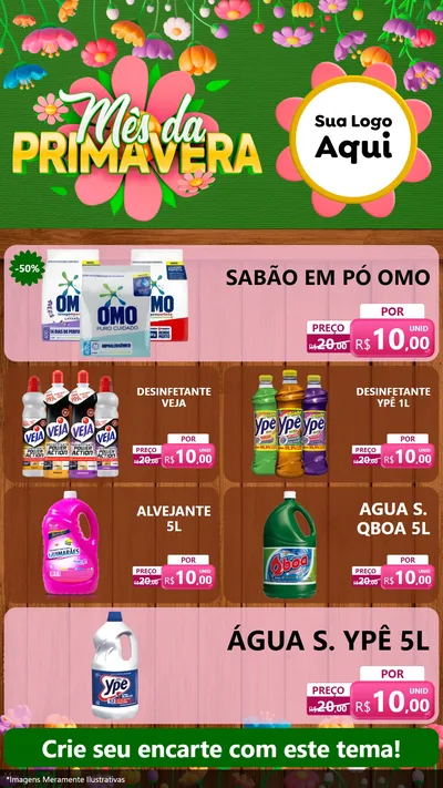 Modelo de TV para TV Vertical com o tema Mês da Primavera para Produtos de Limpeza