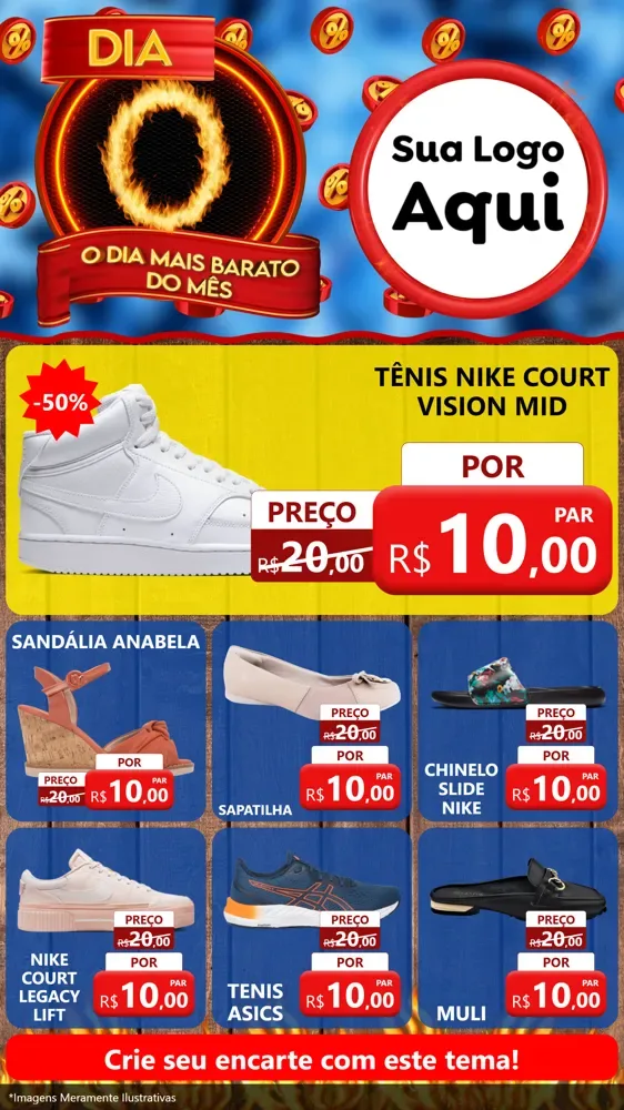 Modelo de Rede Social para Stories com o tema Dia O - O Dia Mais Barato Do Mês para Calçados