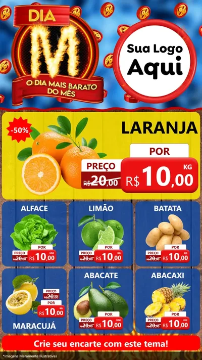 Modelo de Rede Social para Stories com o tema Dia M - O Dia Mais Barato Do Mês para Hortifrúti