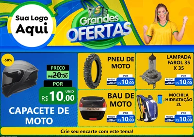 Modelo de Encarte para Encarte A4 Horizontal com o tema Grandes Ofertas para Moto peças