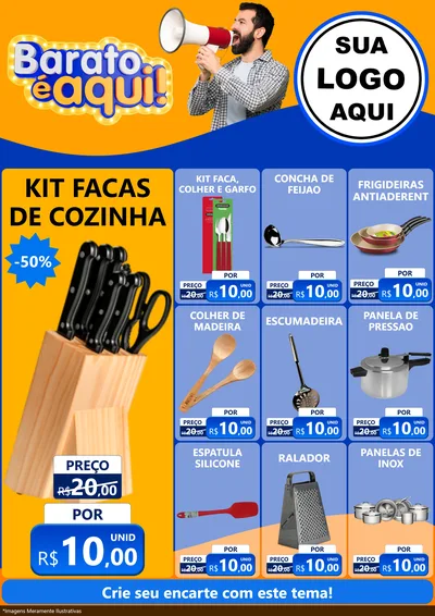 Modelo de Encarte para Encarte A4 Vertical com o tema Barato é aqui para Utilidades Domésticas