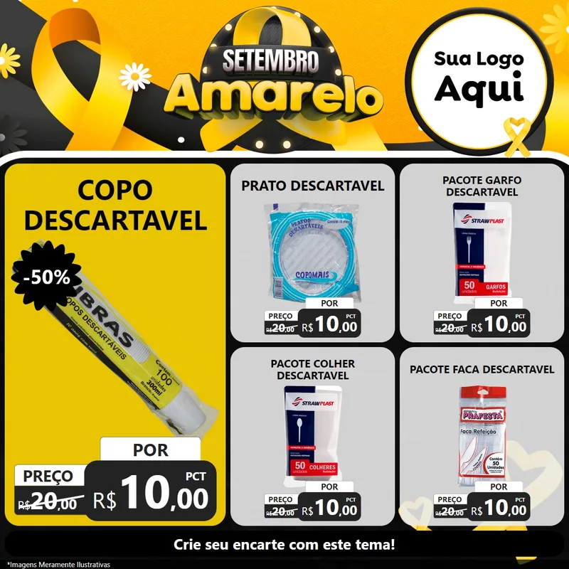 Modelo de Rede Social para Feed Facebook com o tema Setembro Amarelo para Embalagens