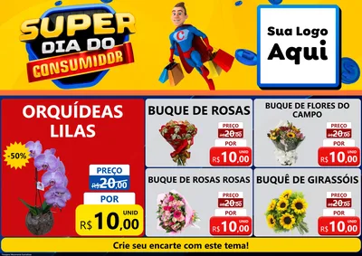Modelo de Encarte para Encarte A4 Horizontal com o tema Super Dia do Consumidor para Floricultura e jardim
