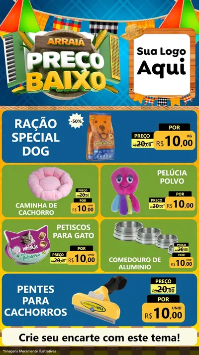 Modelo de TV para TV Vertical com o tema Arraiá de Preço Baixo - Junina para Pet Shop