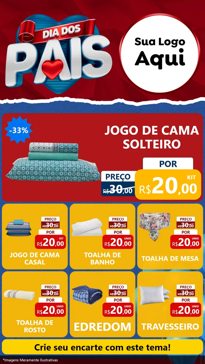 Modelo de Rede Social para Stories com o tema Dia dos Pais para Cama, Mesa e Banho