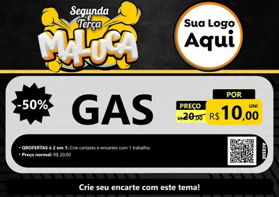 Modelo de Cartaz para Cartaz A4 Horizontal com o tema Segunda e Terça Maluca para Água e gás