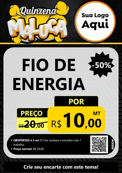 Modelo de Cartaz para Cartaz A4 Vertical com o tema Quinzena Maluca para Materiais Elétricos