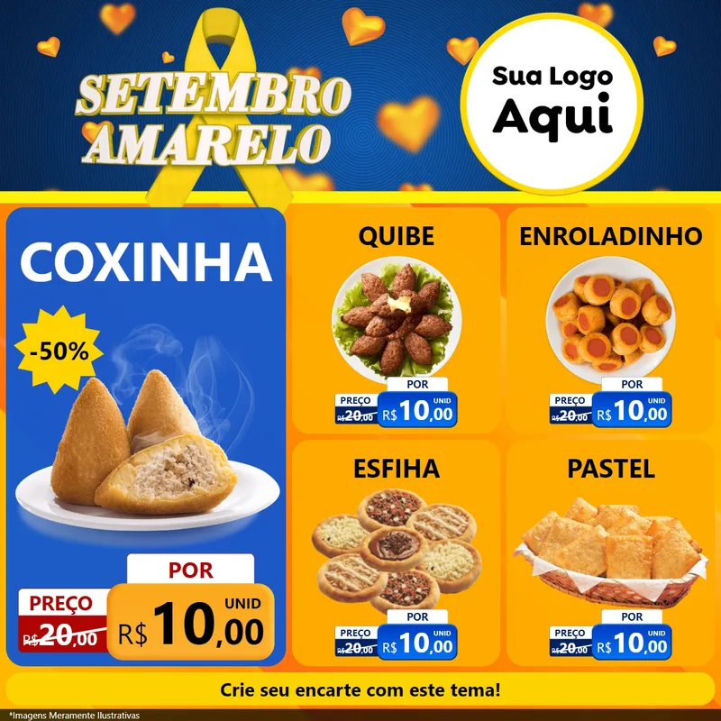 Modelo de Rede Social para Feed Facebook com o tema Setembro Amarelo para Salgadaria