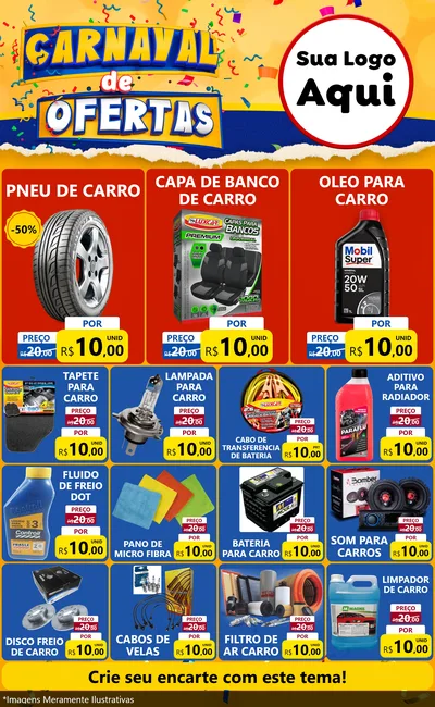 Modelo de Encarte para Encarte Grande com o tema Carnaval de Ofertas para Auto peças