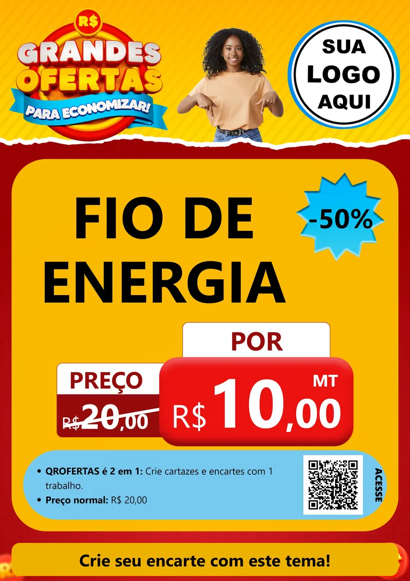 Modelo de Cartaz para Cartaz A4 Vertical com o tema Grandes Ofertas Para Economizar! para Materiais Elétricos