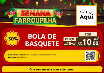 Modelo de Cartaz para Cartaz A4 Horizontal com o tema Semana Farroupilha para Artigos Esportivos