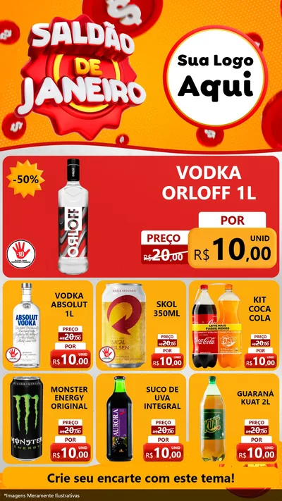 Modelo de Rede Social para Stories com o tema Saldão de Janeiro para Distribuidora de bebidas