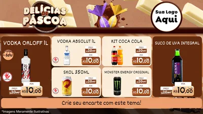 Modelo de TV para TV Horizontal com o tema Delícias de Páscoa para Distribuidora de bebidas