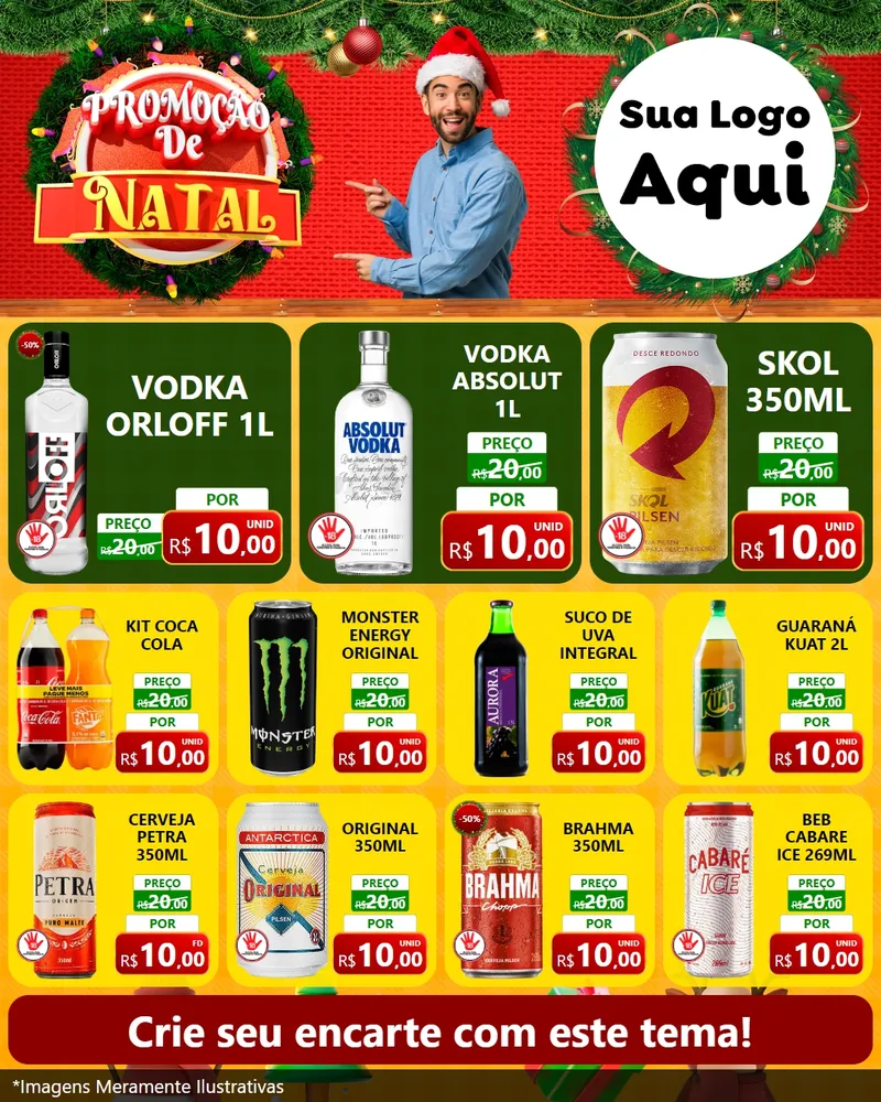 Modelo de Rede Social para Feed Instagram com o tema Promoção de Natal para Distribuidora de bebidas