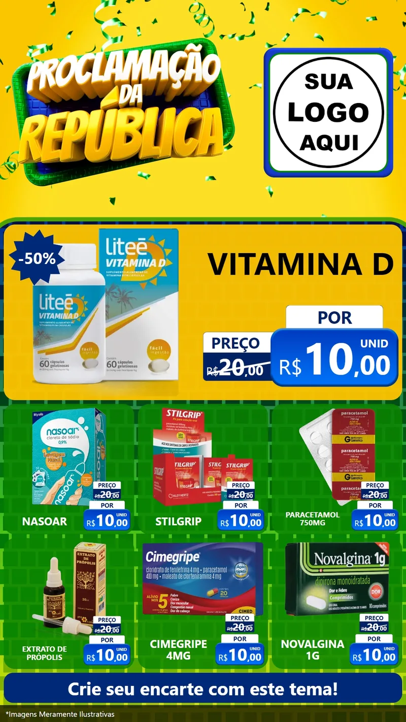 Modelo de Rede Social para Stories com o tema Proclamação da República para Farmácia