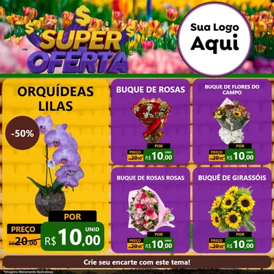 Modelo de Rede Social para Feed Facebook com o tema Super Oferta para Floricultura e jardim