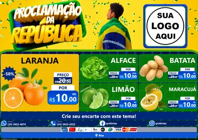 Modelo de Encarte para Encarte A4 Horizontal com o tema Proclamação da República para Hortifrúti