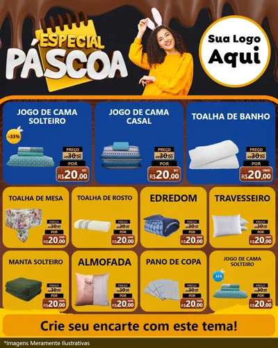 Modelo de Rede Social para Feed Instagram com o tema Especial Páscoa para Cama, Mesa e Banho