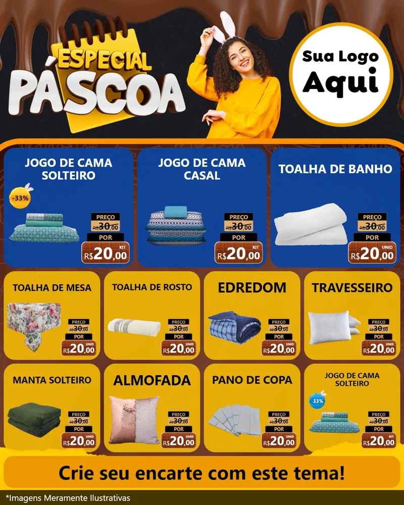 Modelo de Rede Social para Feed Instagram com o tema Especial Páscoa para Cama, Mesa e Banho
